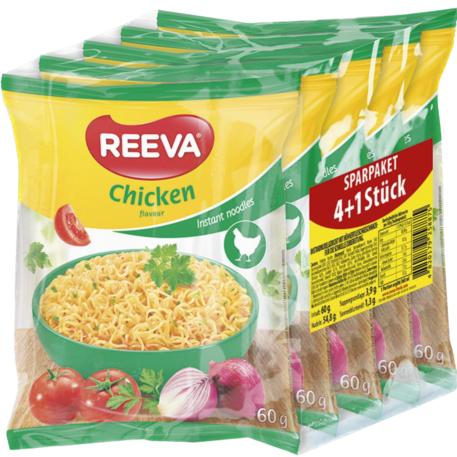 Fideos 4+1 gratis pollo Reeva 5*60g (13628)