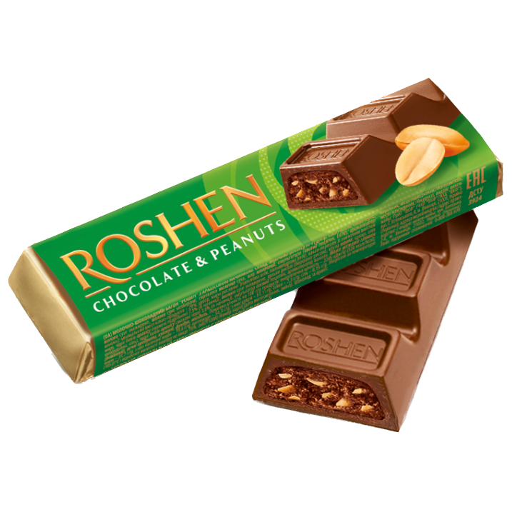 Barrita de chocolate con cacahuetes ROSHEN 38g (783)