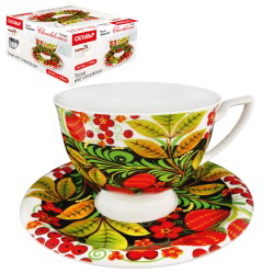 Juego de té “Khokhloma” 1 taza 370 ml + 1 platillo