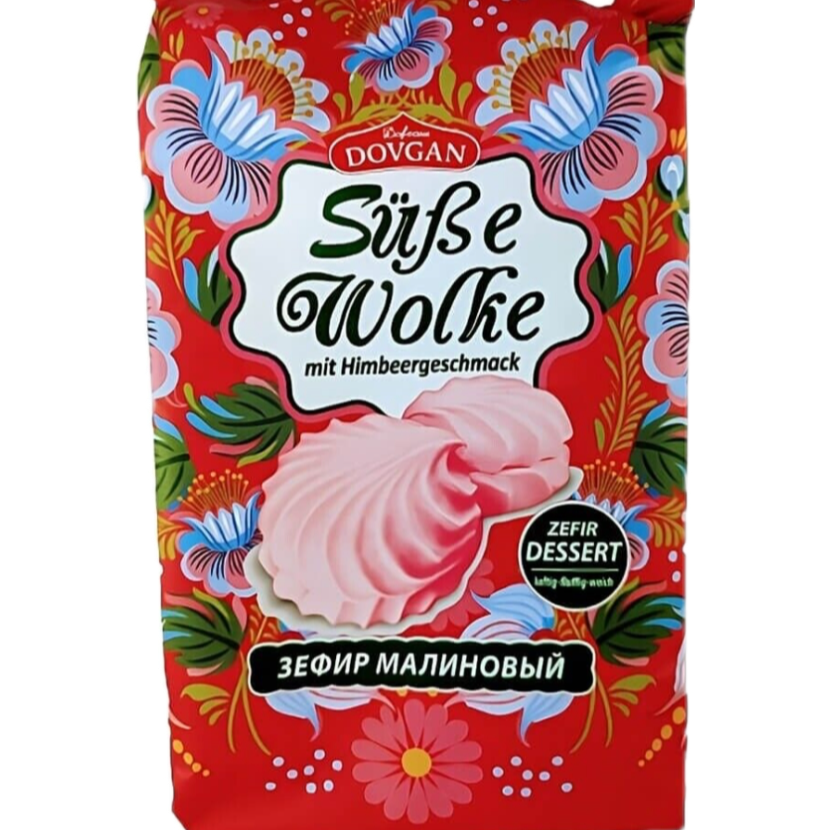 Zefir sabor vainilla frambuesa Dovgan 240G