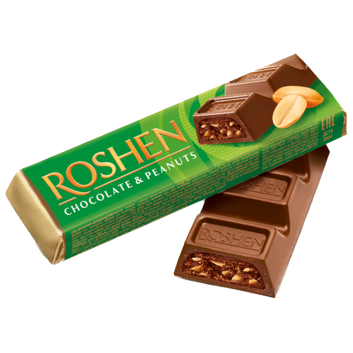 Barrita de chocolate con cacahuetes ROSHEN 38g