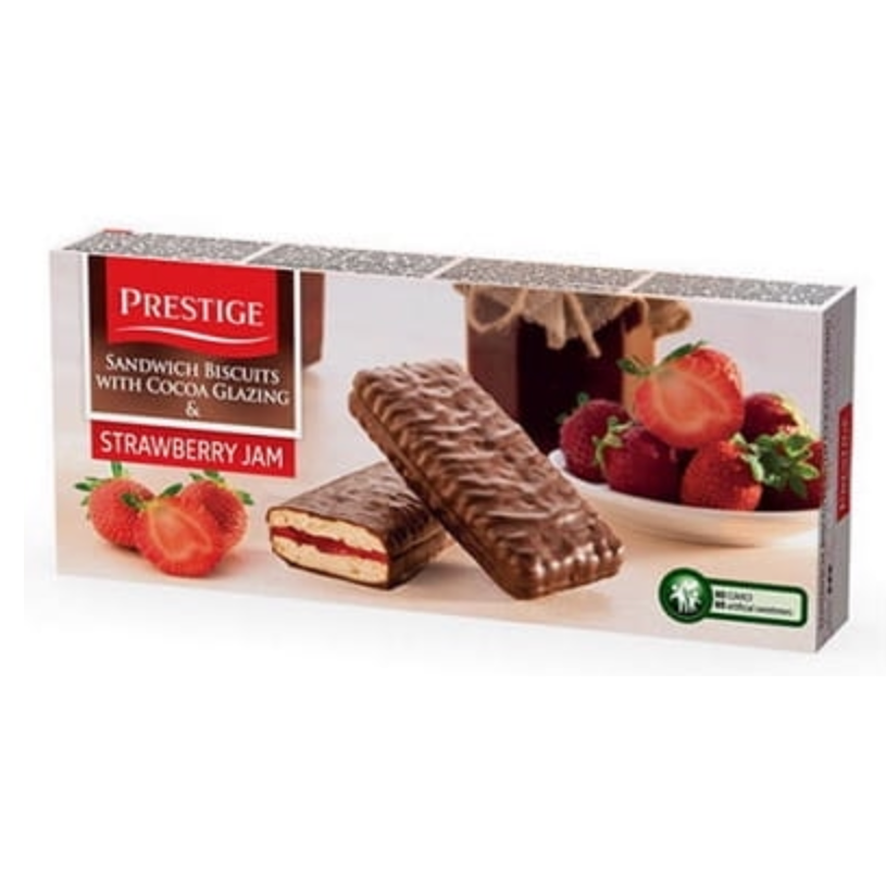 Galletas con fresa recubiertas en chocolate Prestige 200g